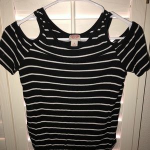 Black and white Striped off the shoulder shirt